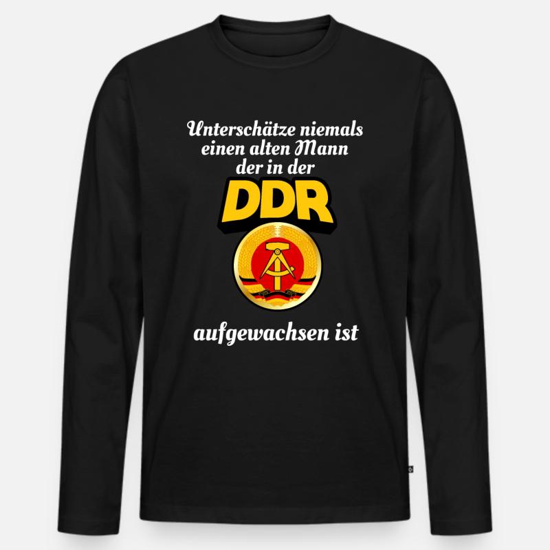 DDR - Männer Premium Bio Langarmshirt - Schwarz