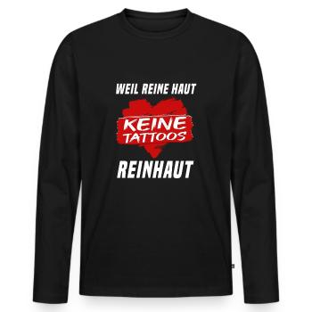 Tattoo Because Pure Skin Pure Skin Anti Tattoo - Men's Premium Organic Long Sleeve Shirt - black - Front - Nico (187cm)