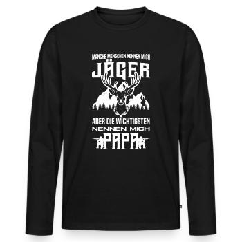 Jäger Vater Jagen Papa Vatertag Wildhüter Jagd - Männer Premium Bio Langarmshirt - Schwarz - Vorne - Nico (187cm)
