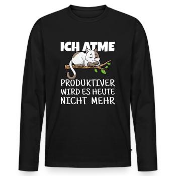 Katze Relaxen Chillen Pause Schlafen - Männer Premium Bio Langarmshirt - Schwarz - Vorne - Nico (187cm)