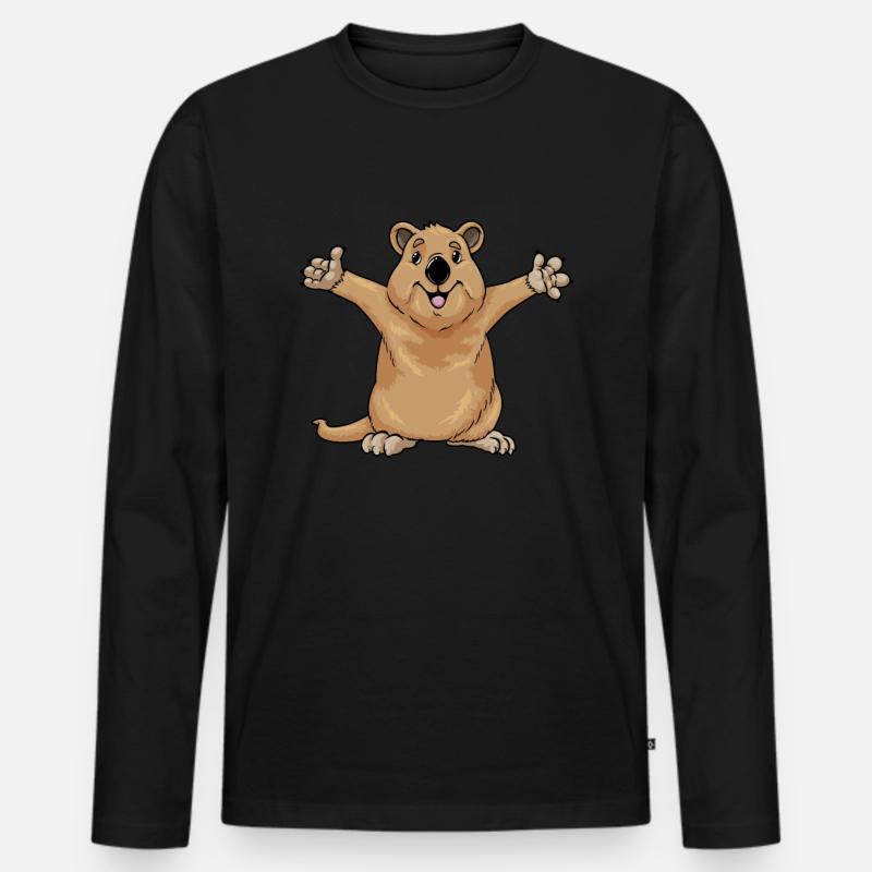 Quokka - Männer Premium Bio Langarmshirt - Schwarz