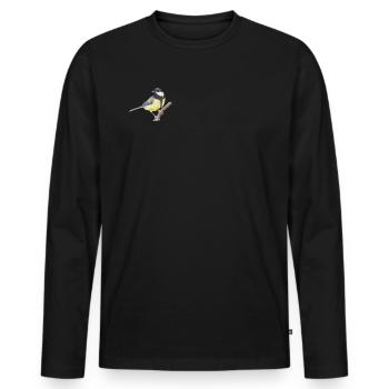 Mésange charbonnière - T-shirt manches longues Premium bio Homme - noir - Devant - Nico (187cm)