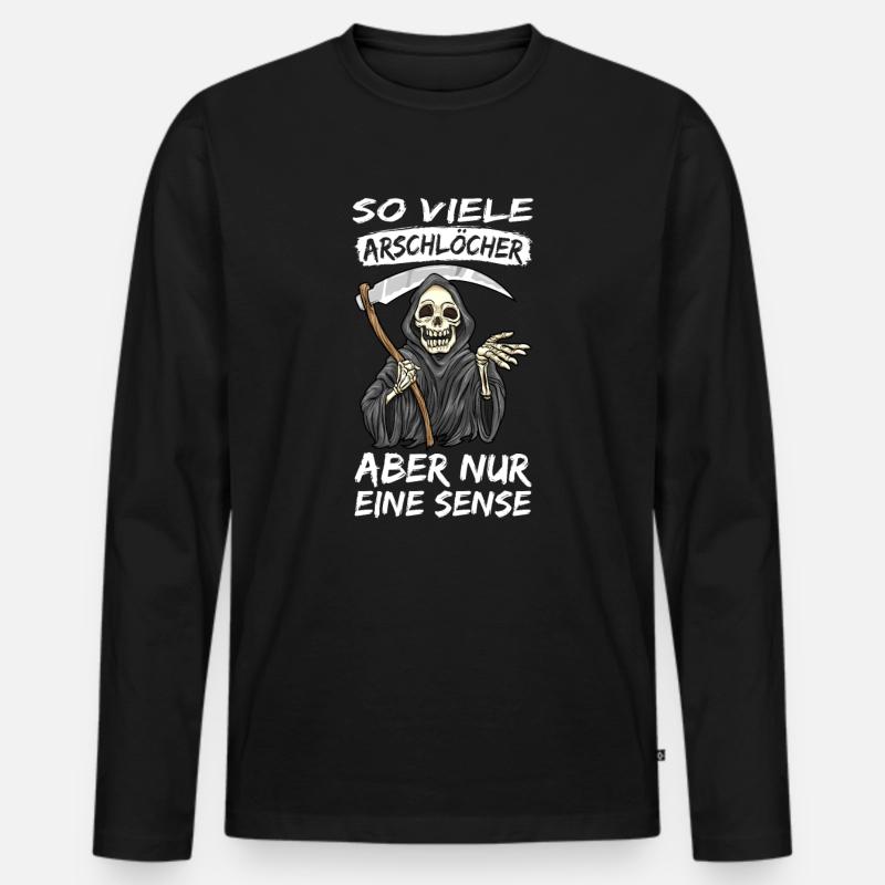 Sensenmann - Männer Premium Bio Langarmshirt - Schwarz