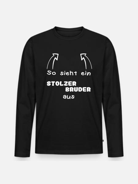Stolzer Bruder - Männer Premium Bio Langarmshirt - Schwarz