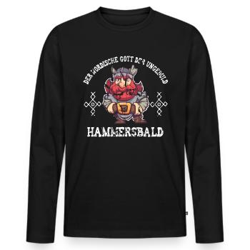 Nordische Gott der Ungeduld Hammersbald Wikinger - Männer Premium Bio Langarmshirt - Schwarz - Vorne - Nico (187cm)