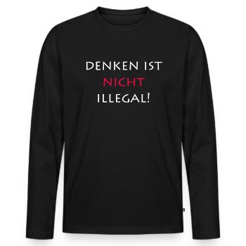 Denken ist nicht illegal - Männer Premium Bio Langarmshirt - Schwarz - Vorne - Nico (187cm)