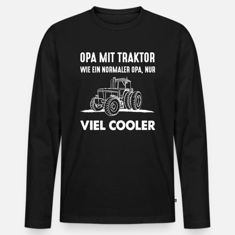 Opa Geburtstag Geschenk Enkel Traktor Vatertag - Männer Premium Bio Langarmshirt - Schwarz