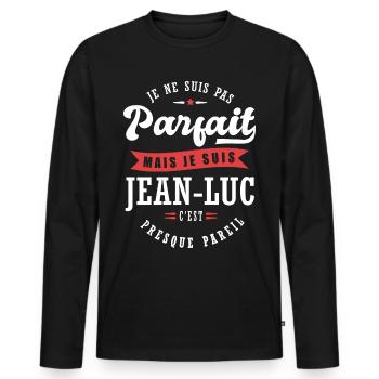 Jean luc Parfait Cadeau prenom Jean luc - T-shirt manches longues Premium bio Homme - noir - Devant - Nico (187cm)