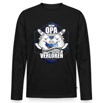 Geschenk Opa Enkel - Männer Premium Bio Langarmshirt - Schwarz - Vorne - Nico (187cm)