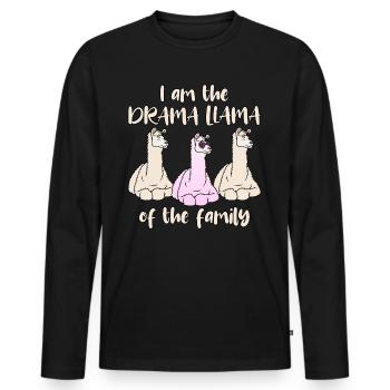 Drame lama rose dire drame lama de la famille - T-shirt manches longues Premium bio Homme - noir - Devant - Nico (187cm)
