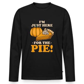 Thanksgiving I'm Just Here For The Pie - Men's Premium Organic Long Sleeve Shirt - black - Front - Nico (187cm)