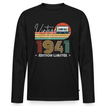 Vintage 1941 cadeau année de naissance 1941 rétro - T-shirt manches longues Premium bio Homme - noir - Devant - Nico (187cm)