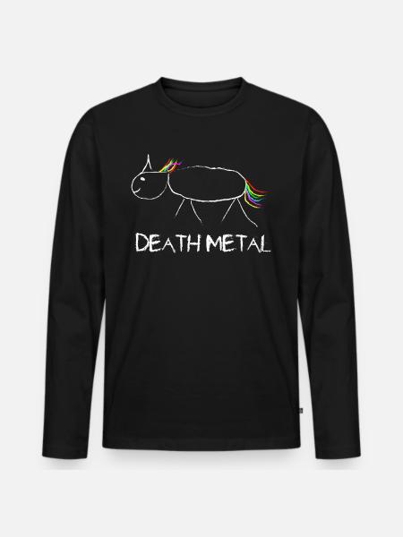 Death Metal Unicorn - Männer Premium Bio Langarmshirt - Schwarz