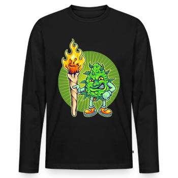 Cannabis Marijuana Weed Fumer - T-shirt manches longues Premium bio Homme - noir - Devant - Nico (187cm)