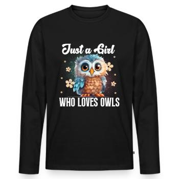 Owl Owls - Men's Premium Organic Long Sleeve Shirt - black - Front - Nico (187cm)
