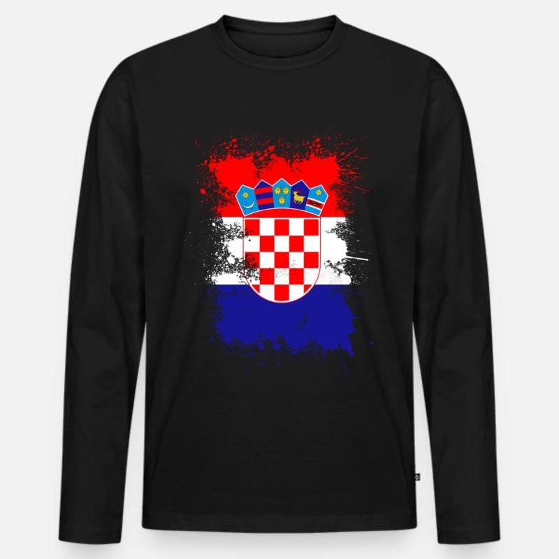 Kroatien - Männer Premium Bio Langarmshirt - Schwarz