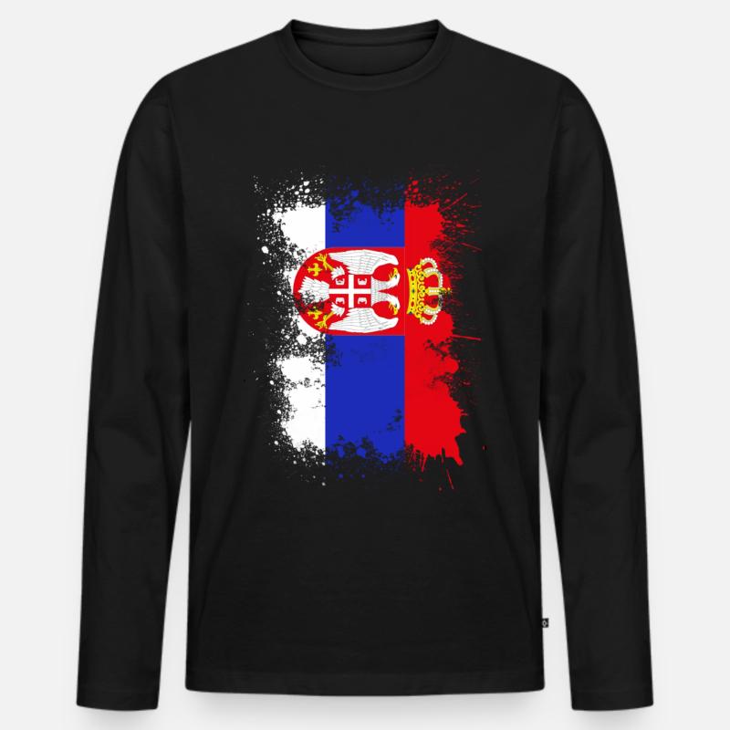 Serbien Flagge Farbfleck - Männer Premium Bio Langarmshirt - Schwarz