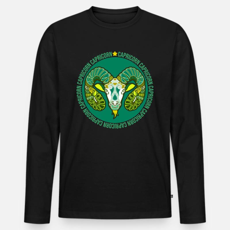 Sternzeichen Steinbock - Männer Premium Bio Langarmshirt - Schwarz