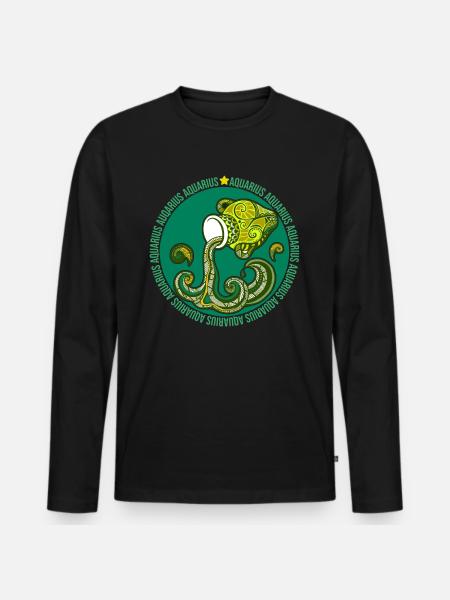 Aquarius - Men's Premium Organic Long Sleeve Shirt - black