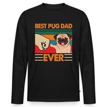 Bester Mops Papa aller Zeiten - Männer Premium Bio Langarmshirt - Schwarz - Vorne - Nico (187cm)
