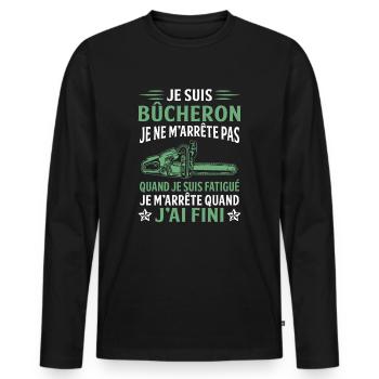 je suis bûcheron - T-shirt manches longues Premium bio Homme - noir - Devant - Nico (187cm)