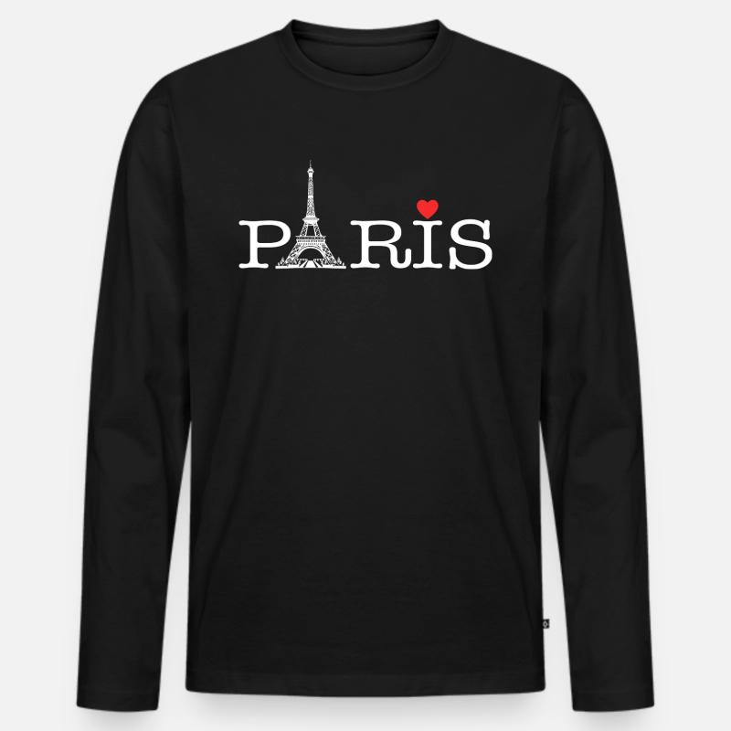 Pariser Liebe - Männer Premium Bio Langarmshirt - Schwarz