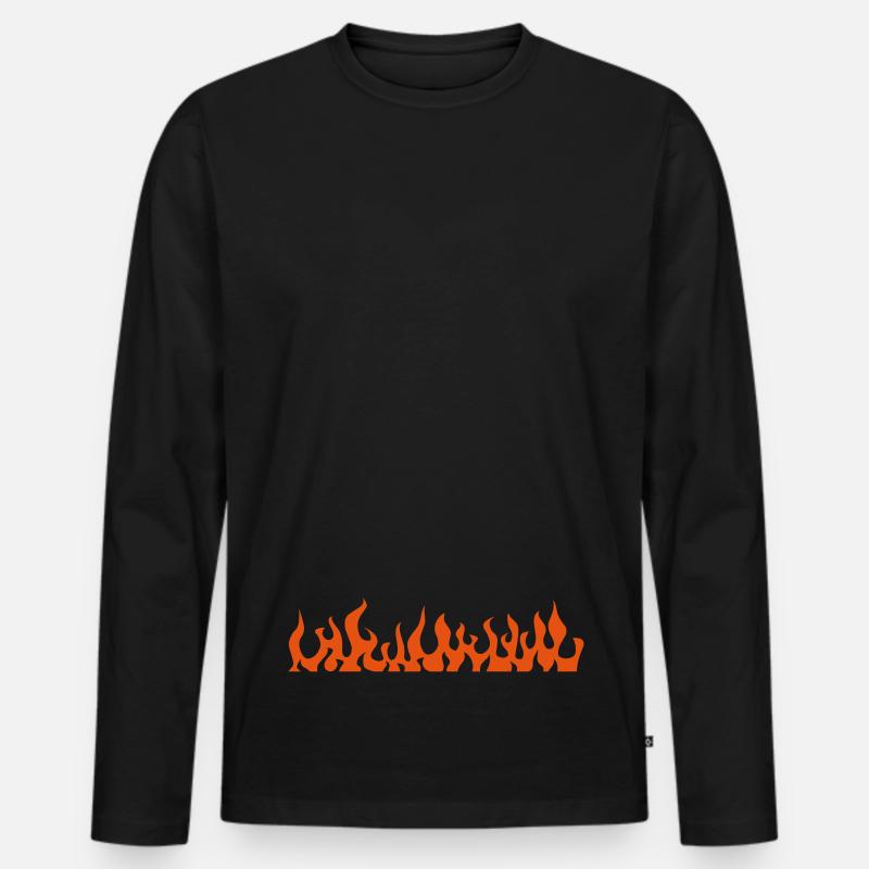 flames - Männer Premium Bio Langarmshirt - Schwarz