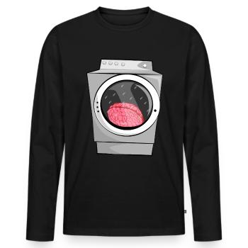 Lavage de cerveau dans la machine à laver - T-shirt manches longues Premium bio Homme - noir - Devant - Nico (187cm)