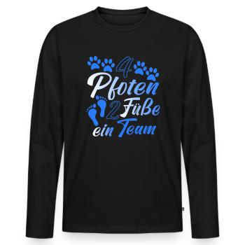 4 Pfoten 2 Füße ein Team - Männer Premium Bio Langarmshirt - Schwarz - Vorne - Nico (187cm)
