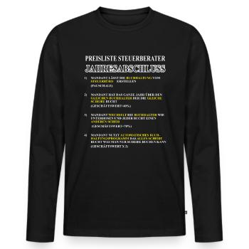 Preisliste Steuerberater Jahresabschluss - Männer Premium Bio Langarmshirt - Schwarz - Vorne - Nico (187cm)