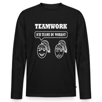 Die wahre Bedeutung des Teamwork - Männer Premium Bio Langarmshirt - Schwarz - Vorne - Nico (187cm)