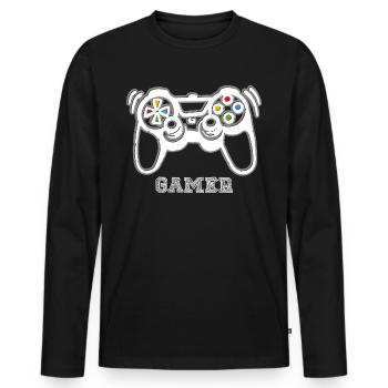 Gamer game console - Men's Premium Organic Long Sleeve Shirt - black - Front - Nico (187cm)