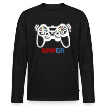 Game Console Gamer - Men's Premium Organic Long Sleeve Shirt - black - Front - Nico (187cm)