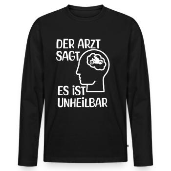 Moto - Le médecin dit que c’est incurable - T-shirt manches longues Premium bio Homme - noir - Devant - Nico (187cm)