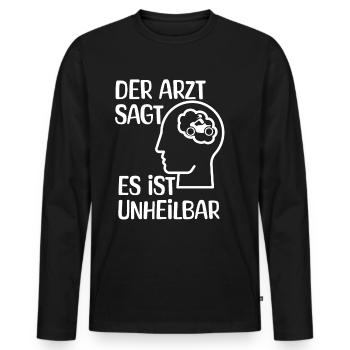 Moto - Le médecin dit que c’est incurable - T-shirt manches longues Premium bio Homme - noir - Devant - Nico (187cm)