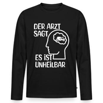 Moto - Le médecin dit que c’est incurable - T-shirt manches longues Premium bio Homme - noir - Devant - Nico (187cm)
