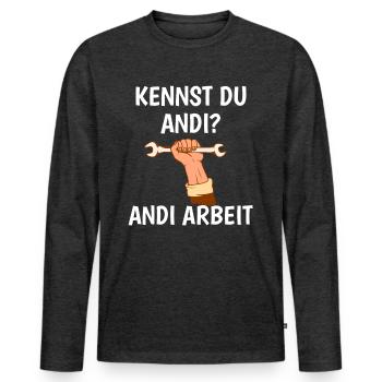 Connaissez-vous le travail d’Andi Andi ? - T-shirt manches longues Premium bio Homme - anthracite chiné - Devant - Nico (187cm)