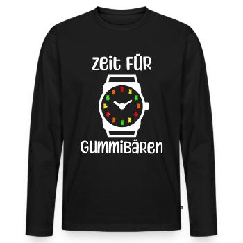 Zeit für Gummibären! Gummibär Uhr Süßigkeit - Männer Premium Bio Langarmshirt - Schwarz - Vorne - Nico (187cm)