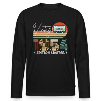 Vintage 1954 cadeau année de naissance 1954 rétro - T-shirt manches longues Premium bio Homme - noir - Devant - Nico (187cm)