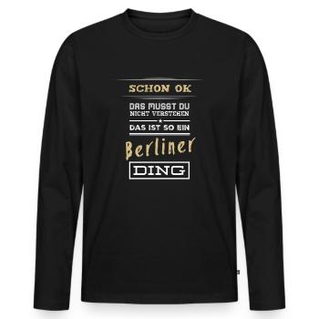Berlin | Chose de Berlin | Sweat à capuche | Chemise noire - T-shirt manches longues Premium bio Homme - noir - Devant - Nico (187cm)
