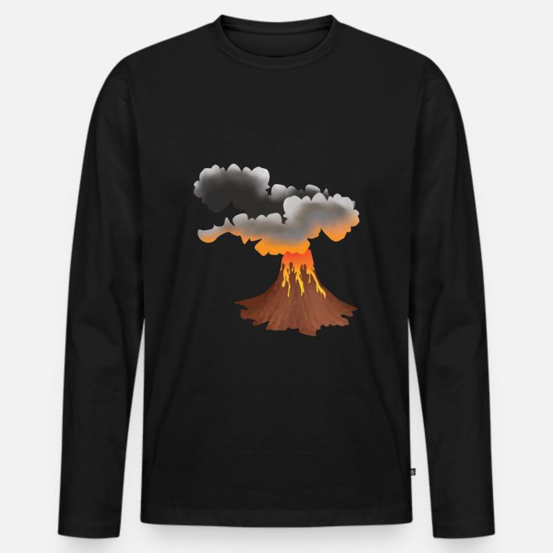 Ausbrechender Vulkan Design - Männer Premium Bio Langarmshirt - Schwarz