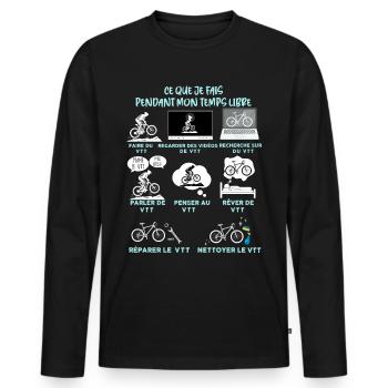 VTT et temps libre, passion vélo - T-shirt manches longues Premium bio Homme - noir - Devant - Nico (187cm)