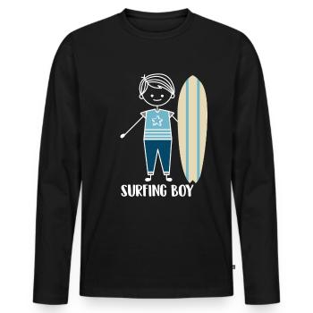 Surf Surfer Surfer - T-shirt manches longues Premium bio Homme - noir - Devant - Nico (187cm)