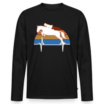 cheval islandais, cheval sauvage, cheval de dressa - T-shirt manches longues Premium bio Homme - noir - Devant - Nico (187cm)