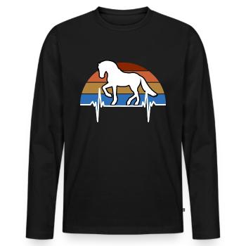 Horse Heart Rate, Riding, T-shirt, Horse - Men's Premium Organic Long Sleeve Shirt - black - Front - Nico (187cm)