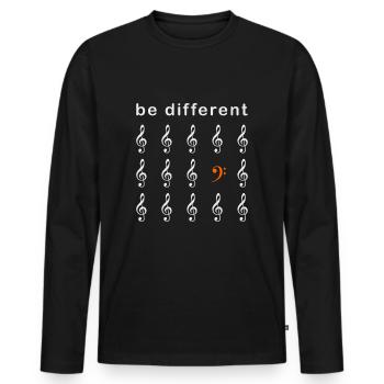 Clé de Basse Musicien Be Different Piano Bassiste - T-shirt manches longues Premium bio Homme - noir - Devant - Nico (187cm)