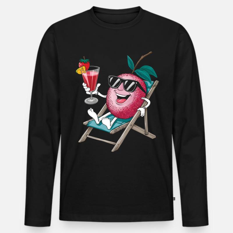Lychee - Männer Premium Bio Langarmshirt - Schwarz