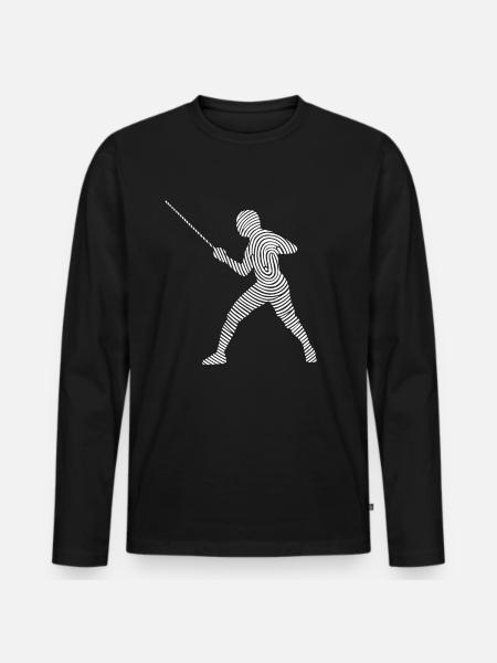 Fechter Fecht Fingerabdruck Fechten - Männer Premium Bio Langarmshirt - Schwarz