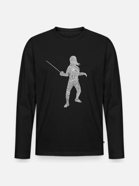 Fechterin Fecht Fingerabdruck Fechten - Männer Premium Bio Langarmshirt - Schwarz