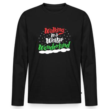 Marcher dans un pays des merveilles d'hiver - Noël Xmas - T-shirt manches longues Premium bio Homme - noir - Devant - Nico (187cm)